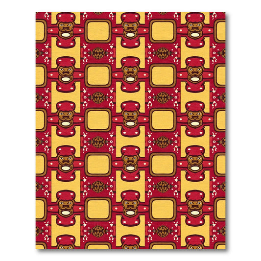 Bold Red Yellow Tribal Faces Rug
