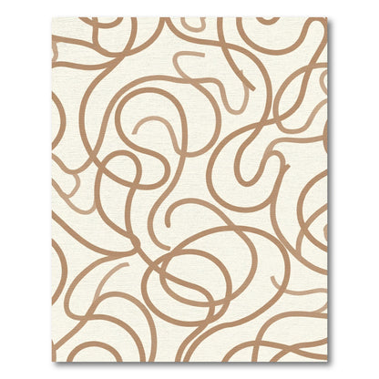 Minimalist Brown Swirl Line Rug