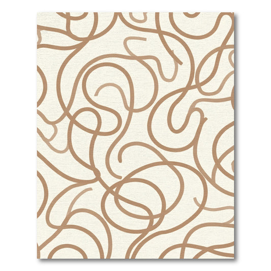 Minimalist Brown Swirl Line Rug