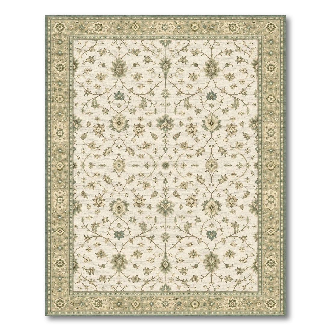 Beige Floral Vintage Area Rug