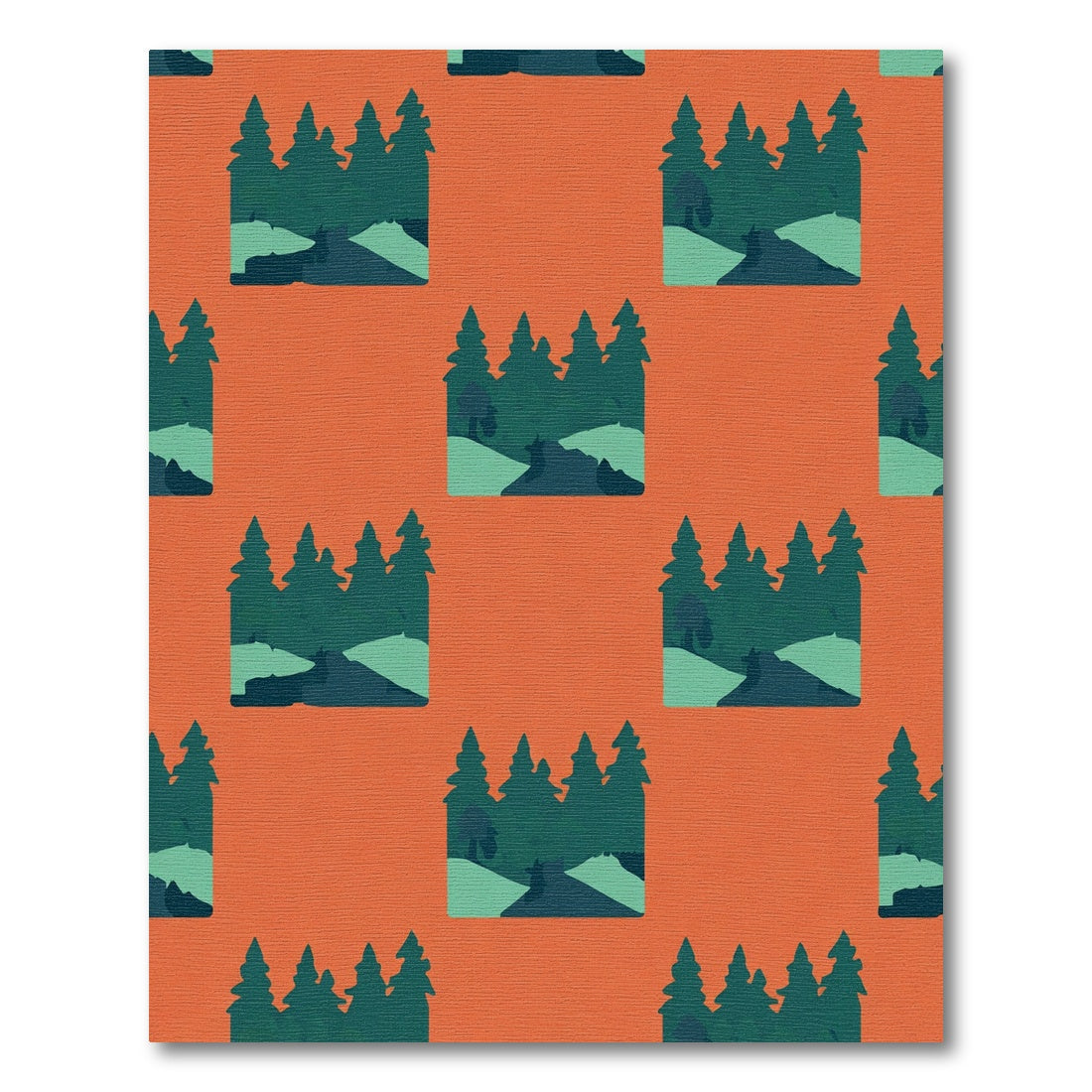 Forest Scene With Orange Background Rug