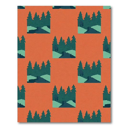 Forest Scene With Orange Background Rug