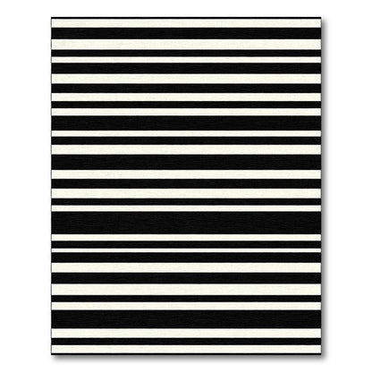 Black Cream Fine Stripe Rug