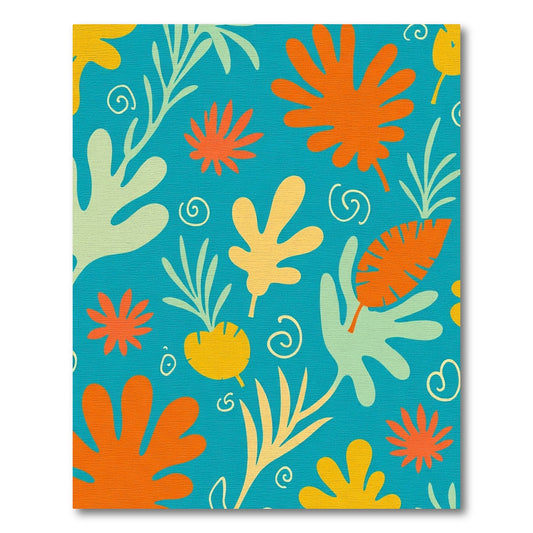 Vibrant Aqua Tropical Leaf Swirl Rug