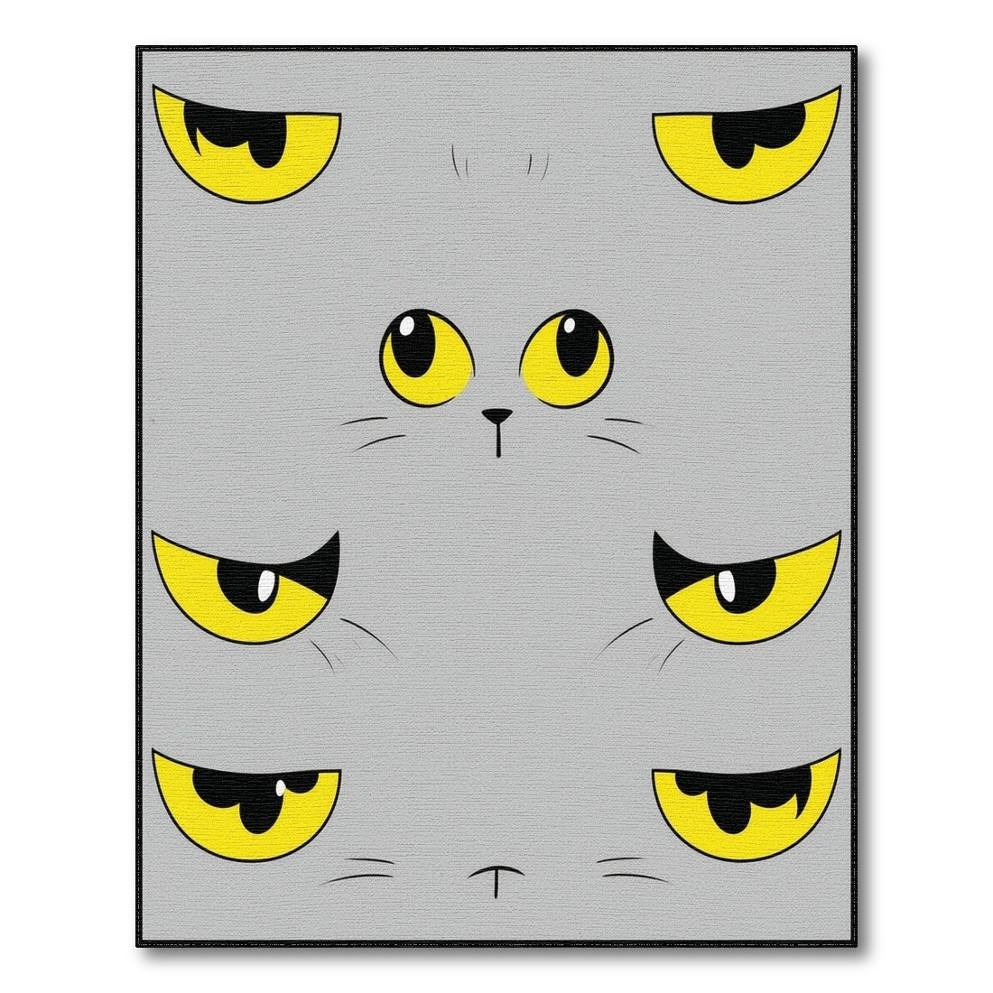 Grey Cat Eyes Kids Cartoon Area Rug