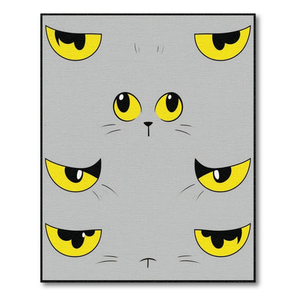 Grey Cat Eyes Kids Cartoon Area Rug
