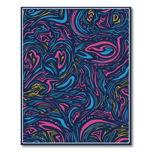 Bold Navy Abstract Swirl Rug