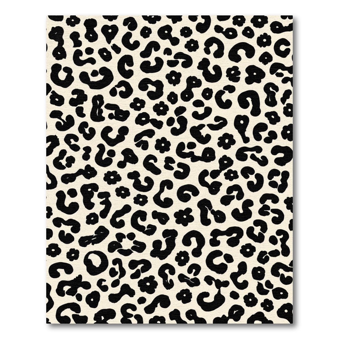 Cream And Black Leopard Print Rug