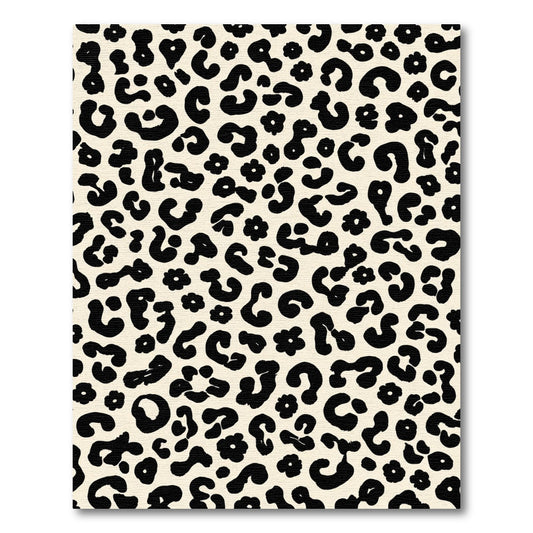 Cream And Black Leopard Print Rug