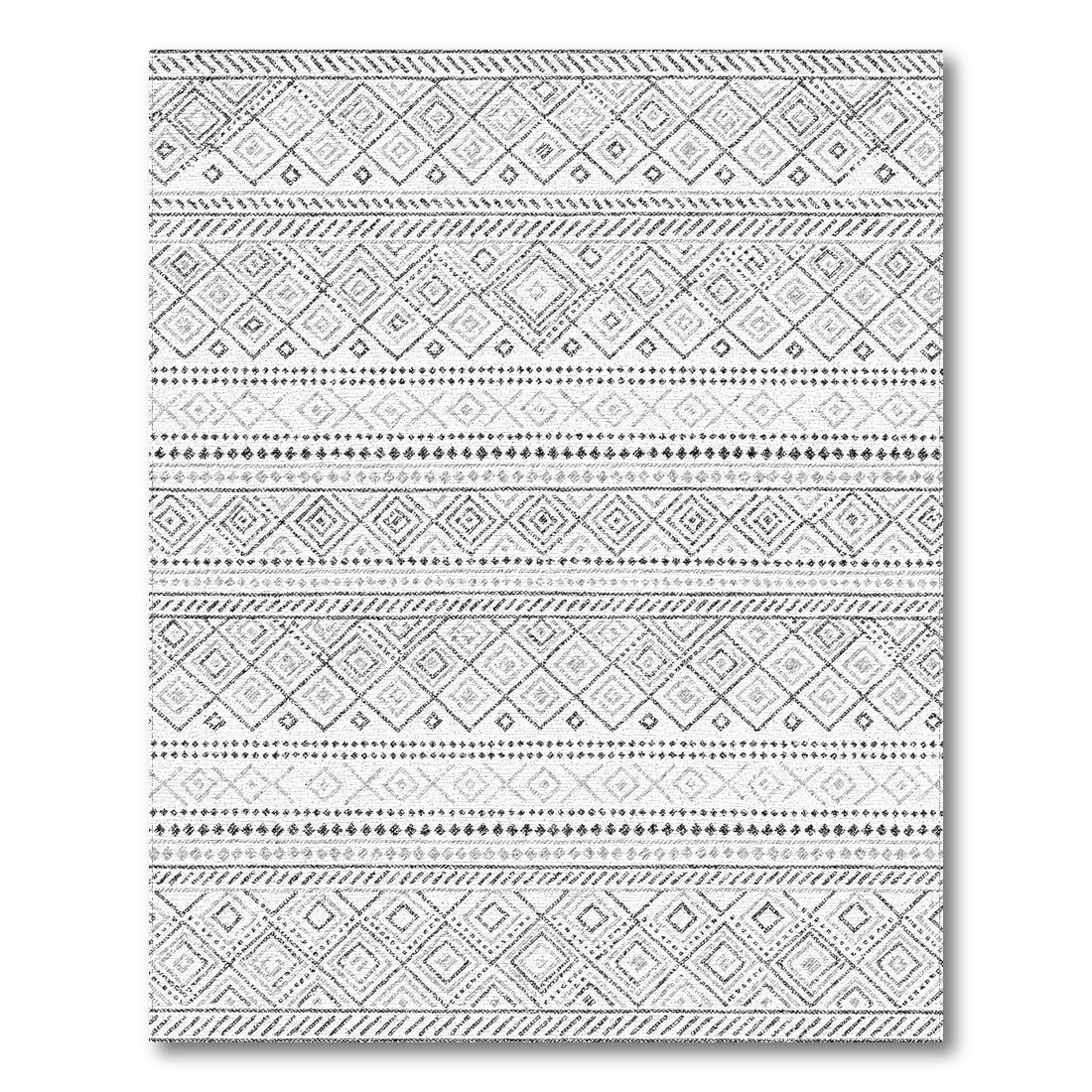 Black White Heritage Tribal Area Rug