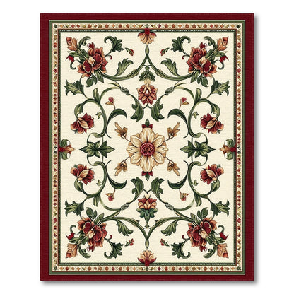 Red Floral Vine Vintage Area Rug