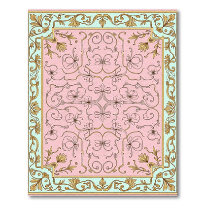 Pink Ribbon Vine Scroll Rug