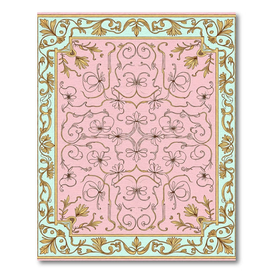 Pink Ribbon Vine Scroll Rug