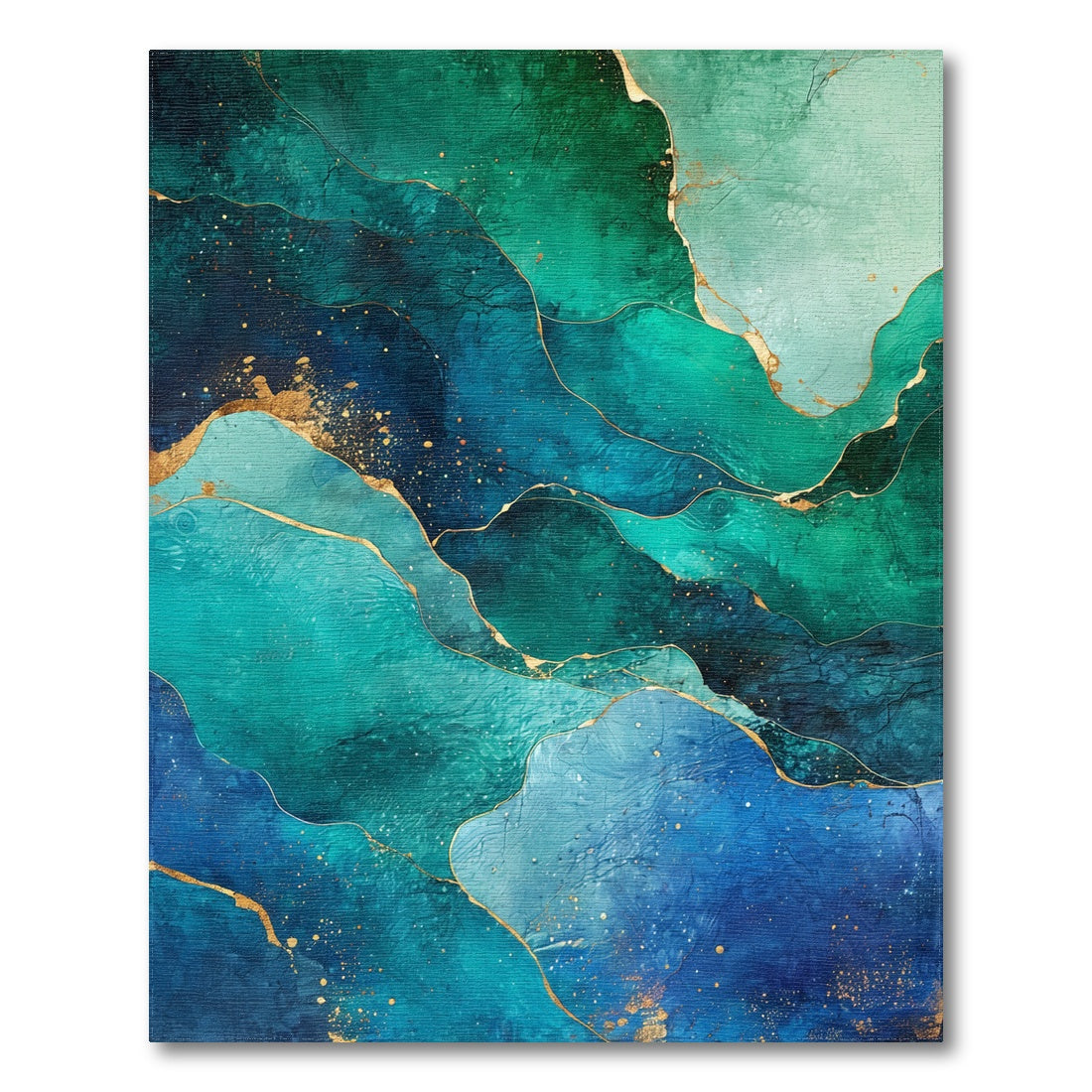 Swirling Teal Gold Fluid Rug