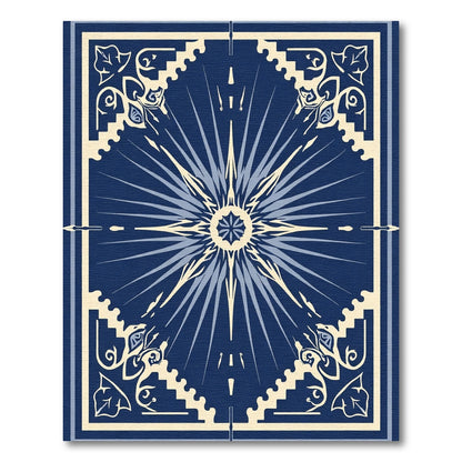 Navy Blue Starburst Floral Frame Rug