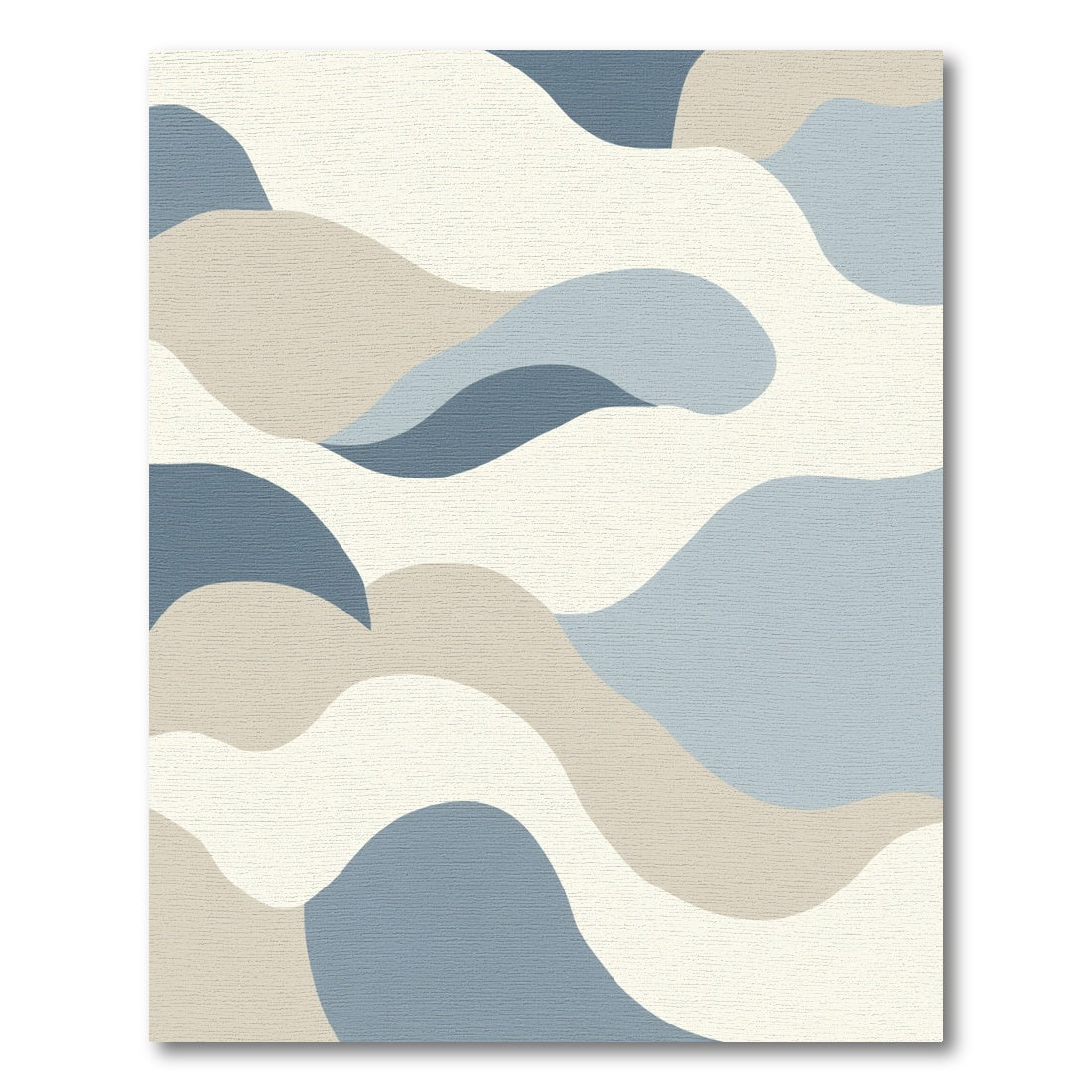 Soft Blue Beige Abstract Wave Rug