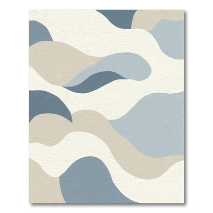 Soft Blue Beige Abstract Wave Rug