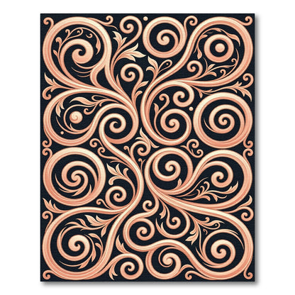 Rose Gold Scrollwork Flourish Swirls Rug