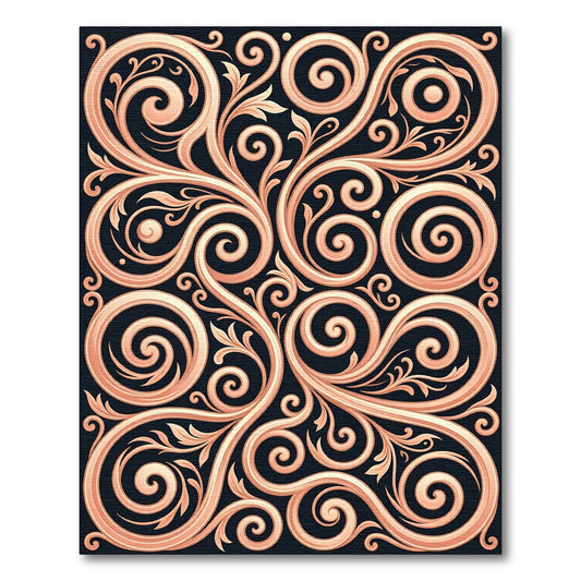 Rose Gold Scrollwork Flourish Swirls Rug