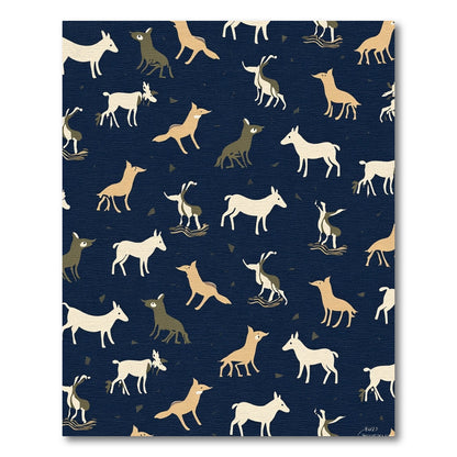 Whimsical Sable Dog Herd Navy Rug