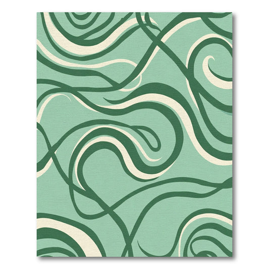 Sleek Teal Swirl Ribbon Rug