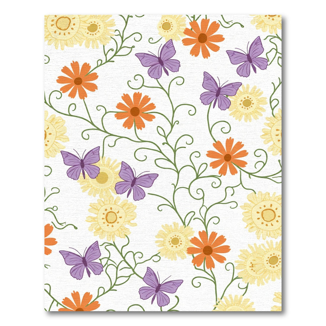 Whimsical Purple Butterfly Orange Blossom Rug