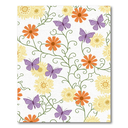 Whimsical Purple Butterfly Orange Blossom Rug