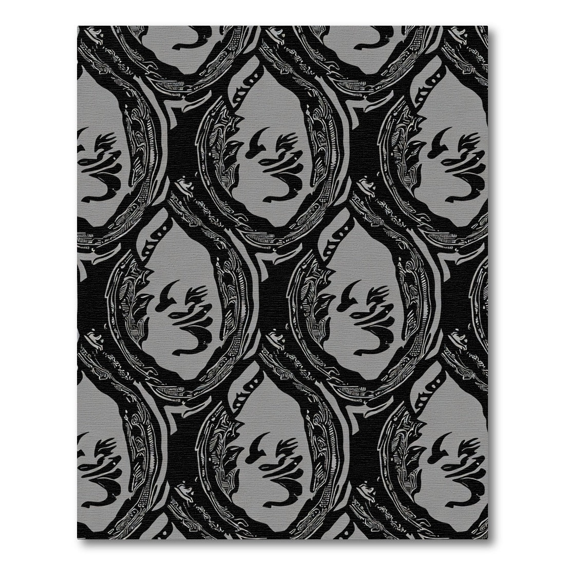 Monochromatic Abstract Face Oval Rug