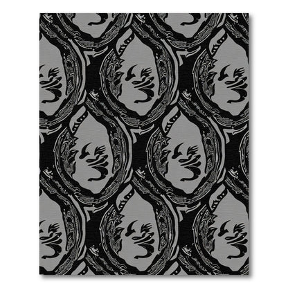 Monochromatic Abstract Face Oval Rug