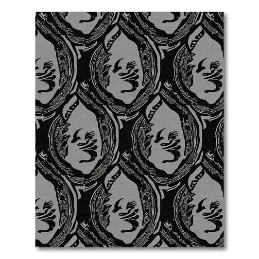 Monochromatic Abstract Face Oval Rug