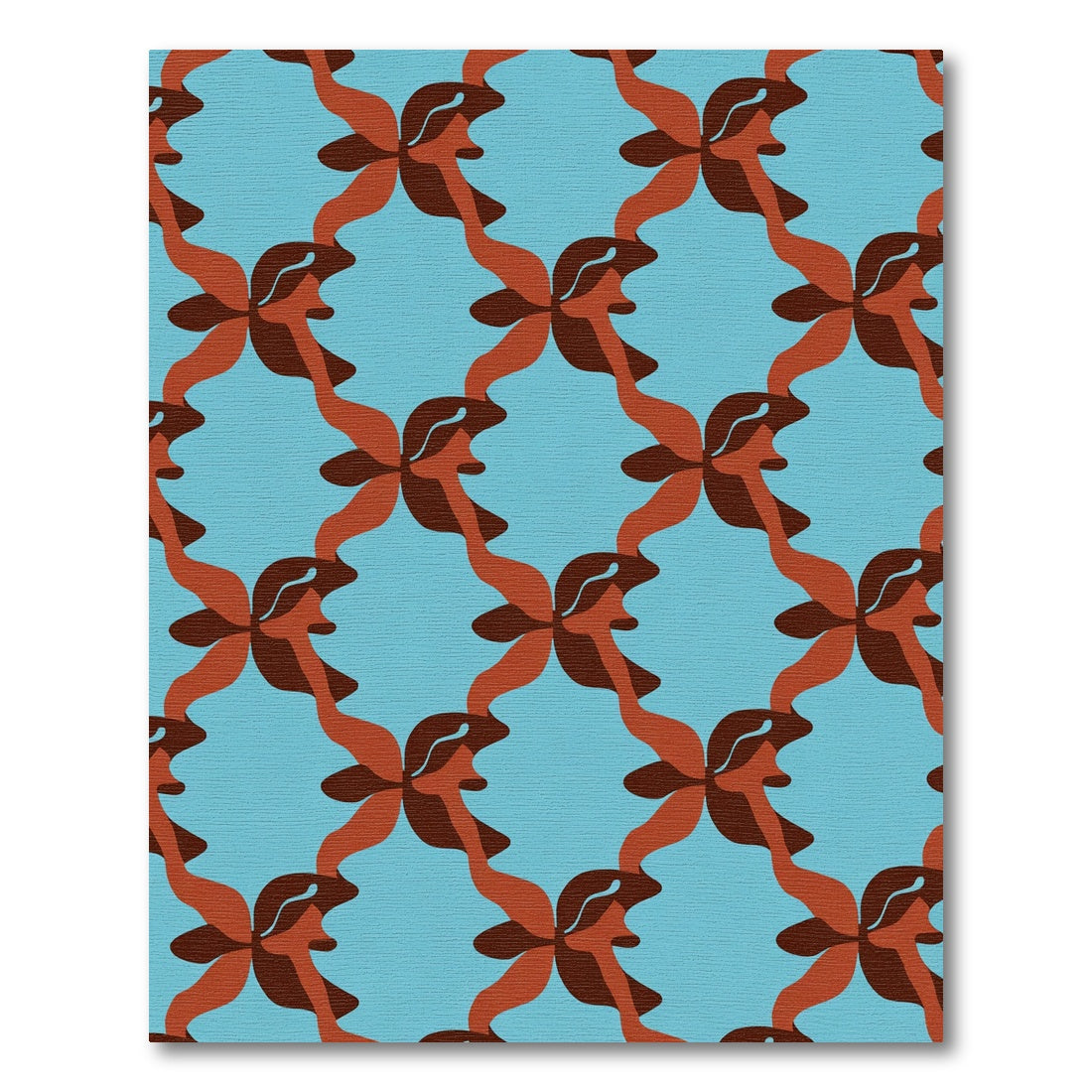Bold Brown Red Swirl Lattice Rug