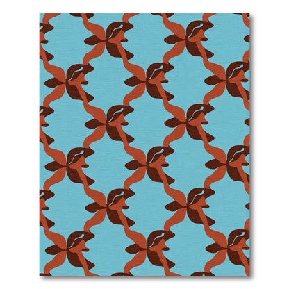 Bold Brown Red Swirl Lattice Rug