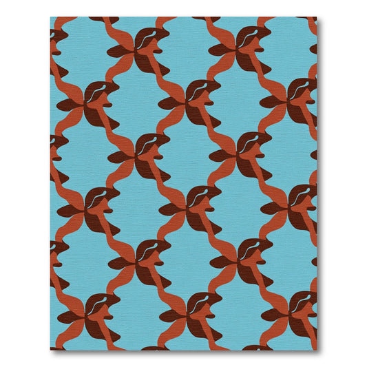 Bold Brown Red Swirl Lattice Rug