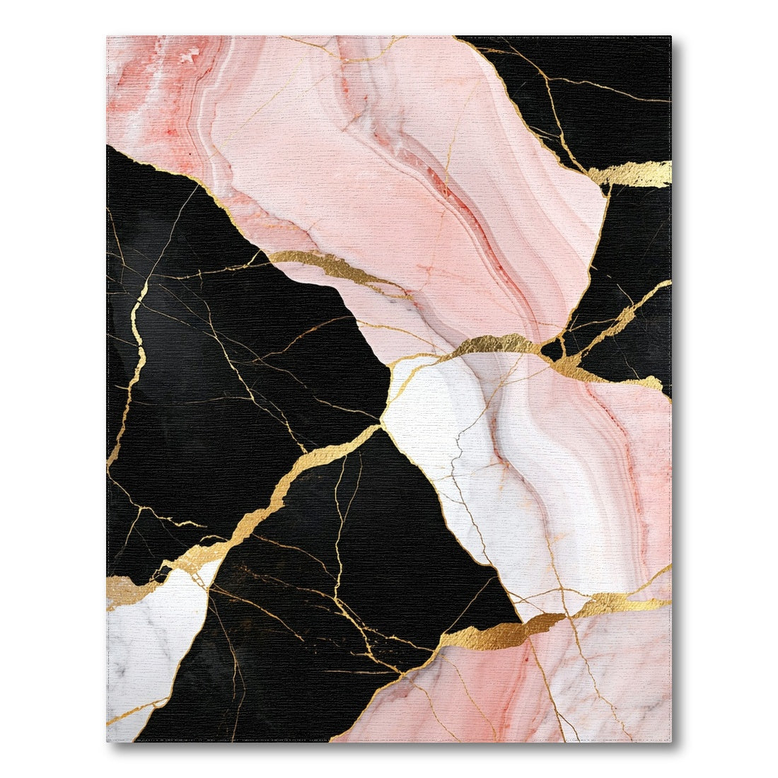 Pink Marble Gold Abstract Pink Area Rug