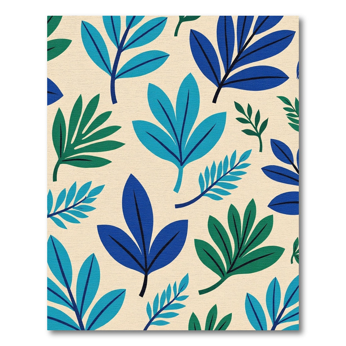 Vibrant Blue Green Leaf Repeats Rug