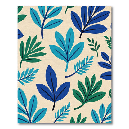 Vibrant Blue Green Leaf Repeats Rug