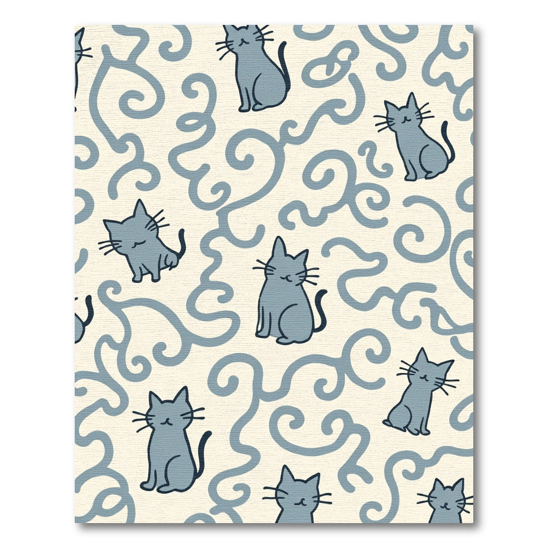 Cute Gray Cats Swirling Vines Rug