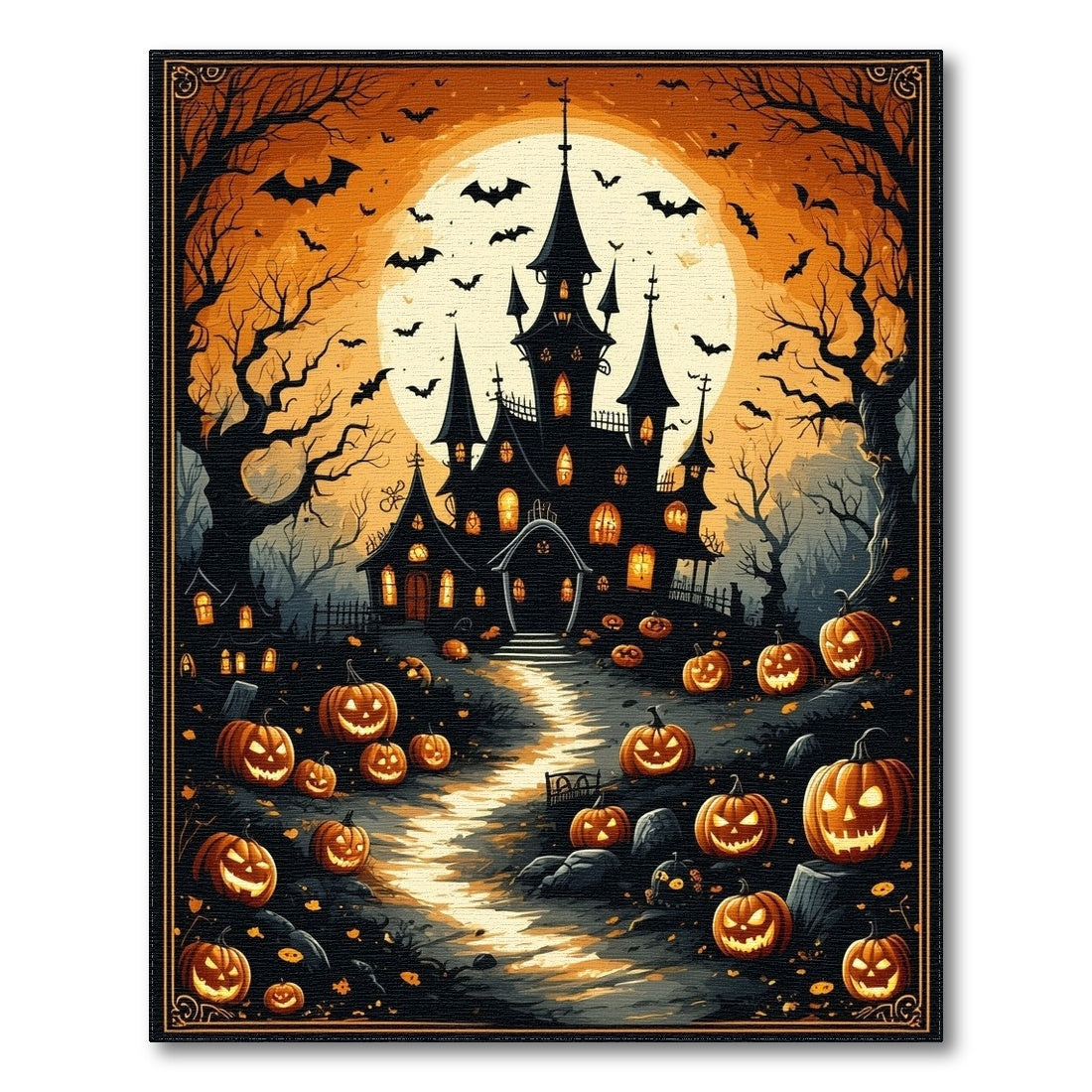 ODIKA Halloween Haunted Mansion Pumpkin Rug