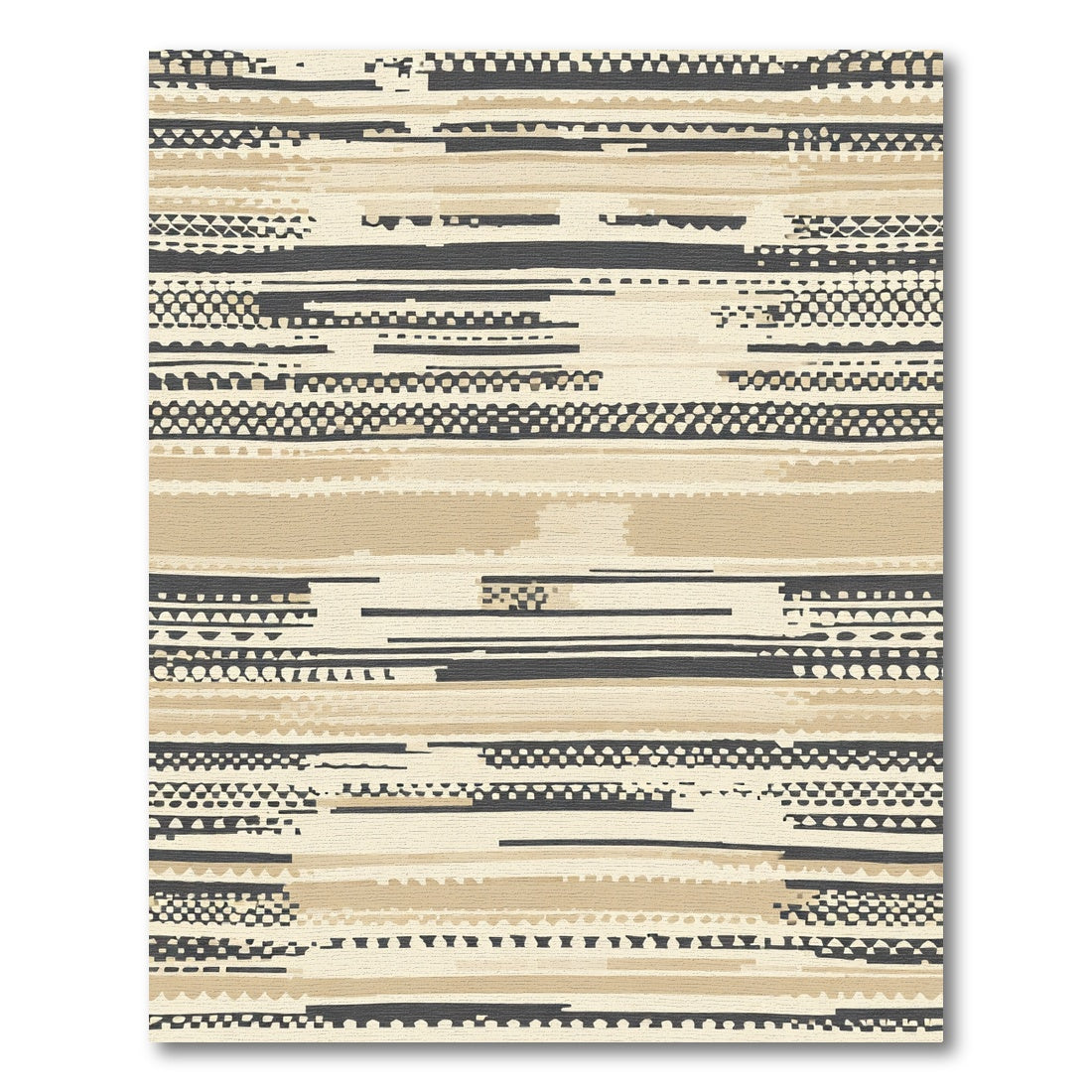 Neutral Earth Tones Textured Stripes Rug
