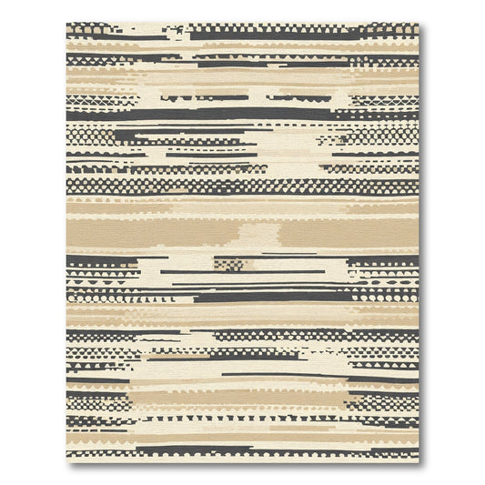 Neutral Earth Tones Textured Stripes Rug