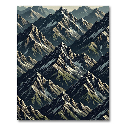 Dramatic Jagged Mountain Peaks Landscape Rug
