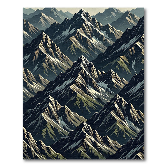 Dramatic Jagged Mountain Peaks Landscape Rug