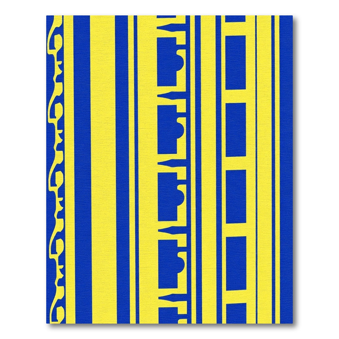 Bold Blue Yellow Vertical Rectangles Rug