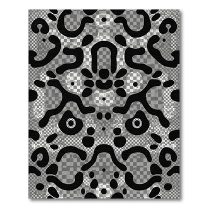 Abstract Black Liquid Checkered Organic Rug