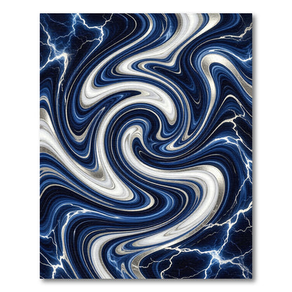 Deep Blue Swirling Marble Lightning Rug