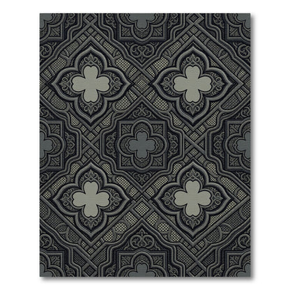 Monochromatic Quatrefoil Medallion Grid Rug