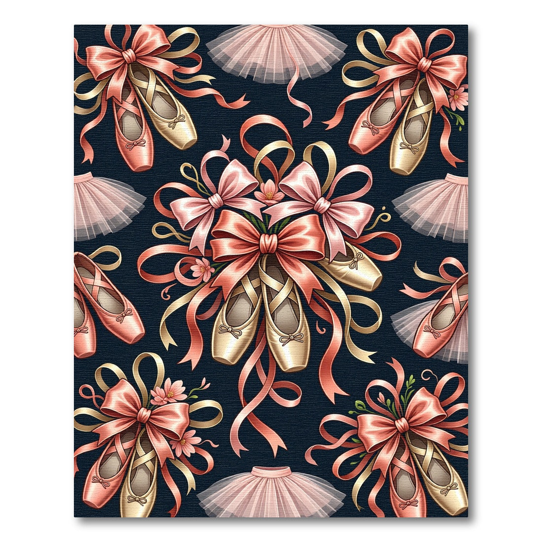 Pink Gold Ballet Slippers Tutu Arrangement Rug