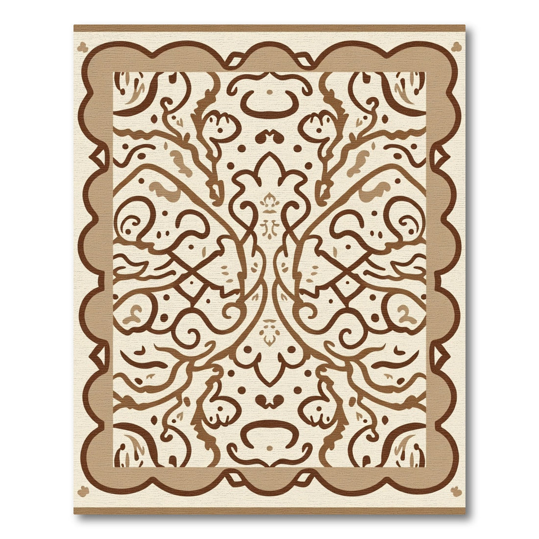 Rich Brown Vintage Floral Layout Rug