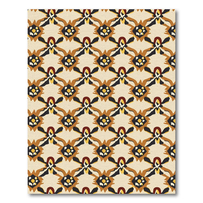 Amber tan geometric medallion Rug