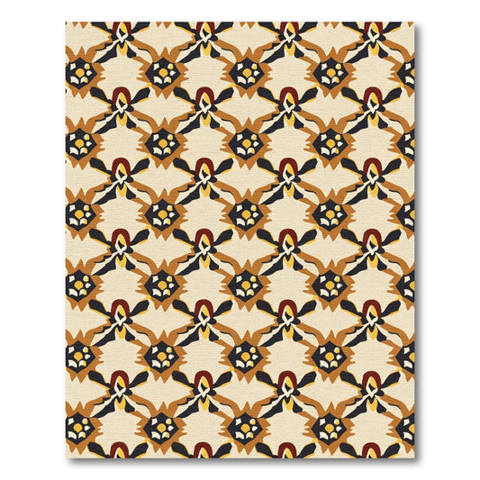 Amber tan geometric medallion Rug